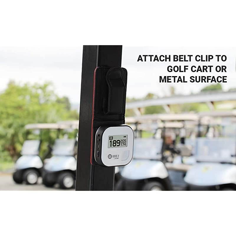 Voice 2 Golf GPS/Rangefinder Bundle with 1 Magnetic Hat Clip and 5 Ball Markers and Belt Clip (Black)