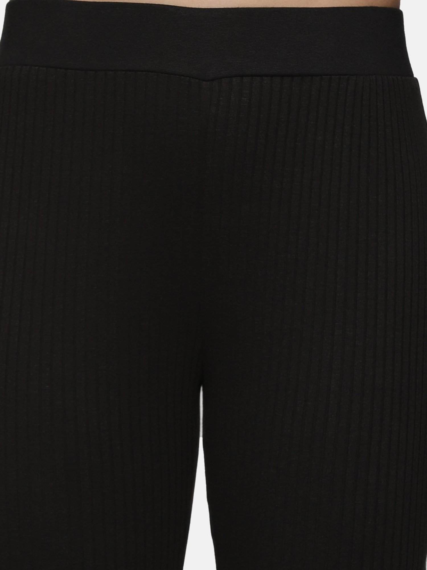 ISU Black Cotton Slim Fit High Rise Pants