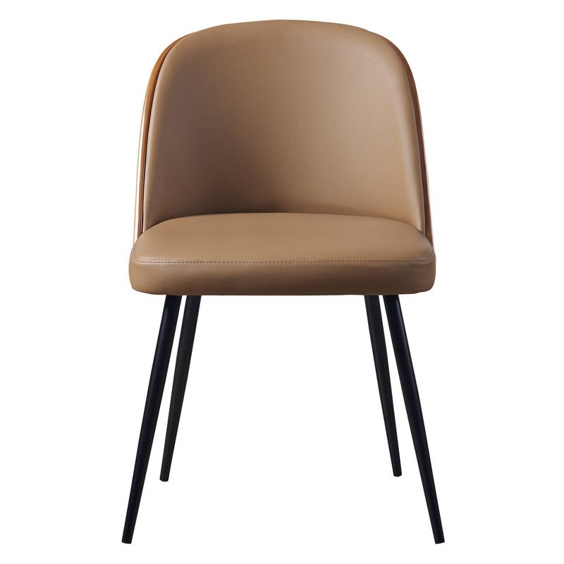 Layton Chair with Benwood Back Metal Leg Khaki/Cherry Wood Finish - Versanora