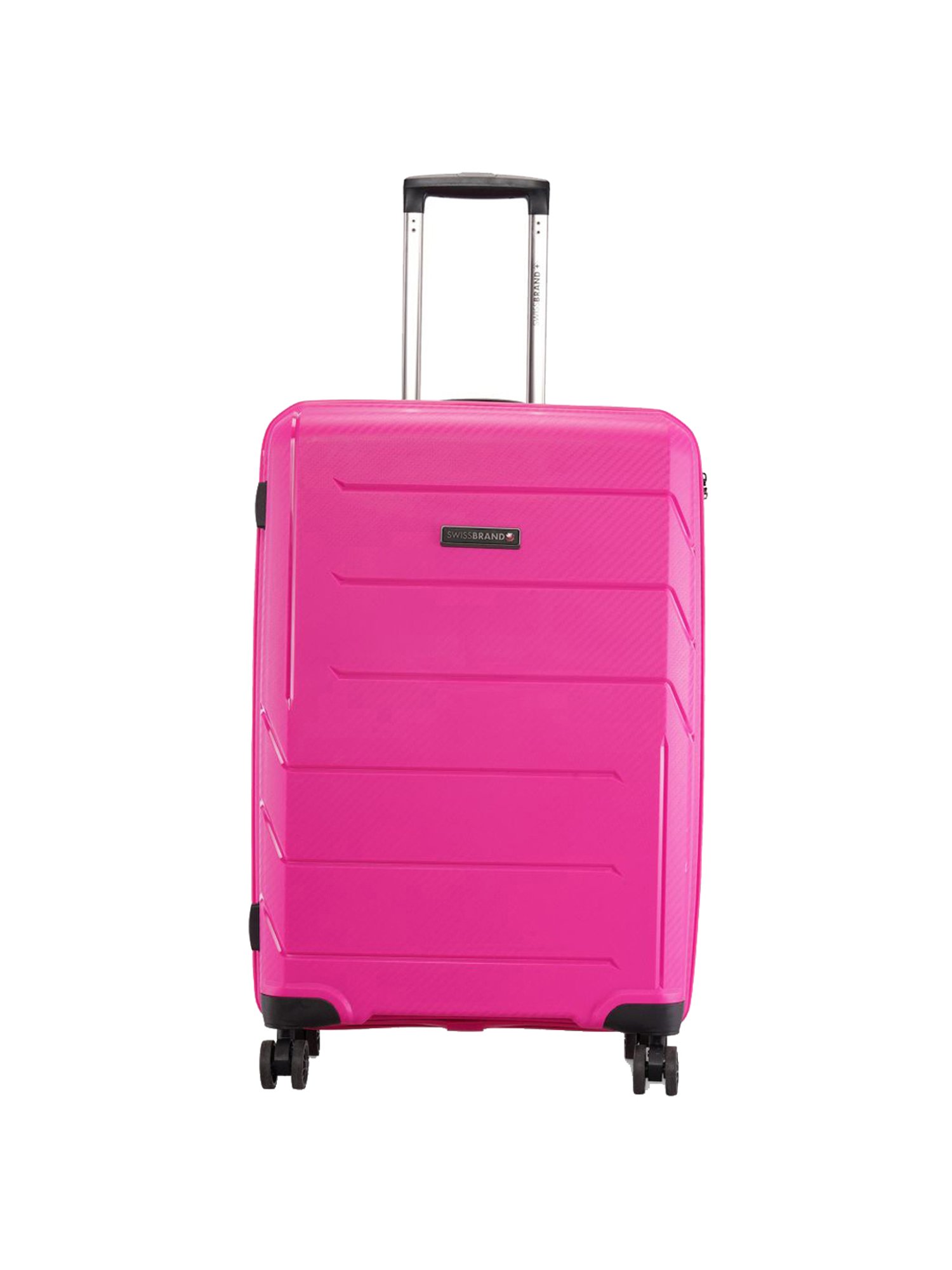 Swiss Brand Matterhorn Pink Textured Hard Medium Trolley Bag - 26 cm