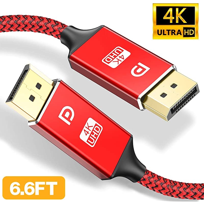 DisplayPort Cable 4K DP Cable Nylon Braided 4K60Hz 2K144Hz Display Port Cable Ultra High Speed DisplayPort to DisplayPort Cable 66ft for Laptop PC TV etc Gaming Monitor CableRed