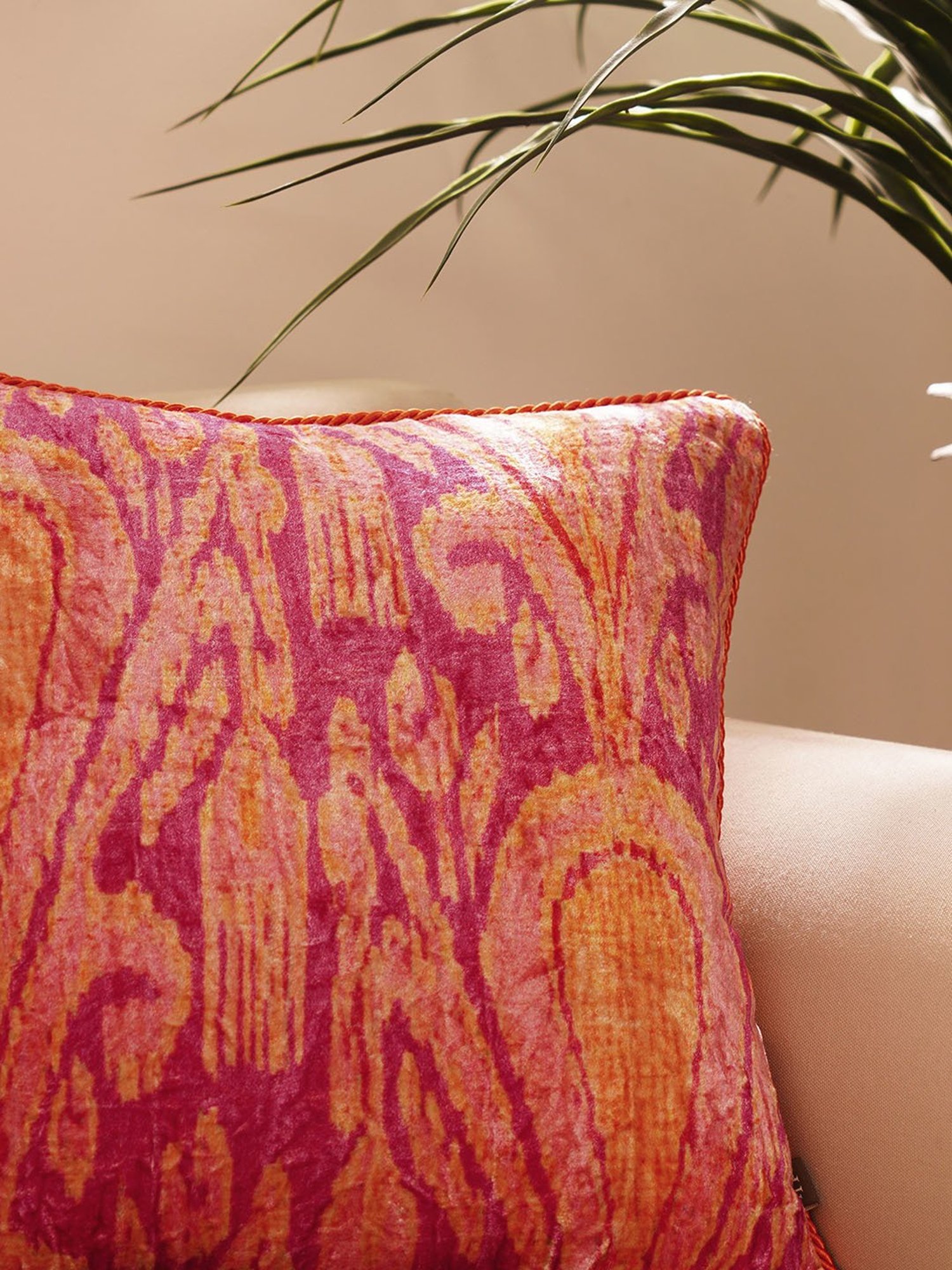 Pure Home and Living Orange Cotton Abstract Cushion Cover