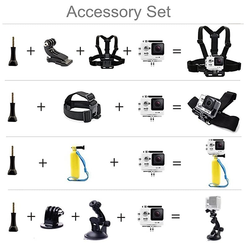 Action Camera Accessory Kits Compatible with Gopro Hero 8 7 6AKASO EK7000 Brave 4 4KCrosstourCamparkAPEMAN 4k Waterproof Camera with Head Strap Chest Harness Car Mount Floating Hand Grip