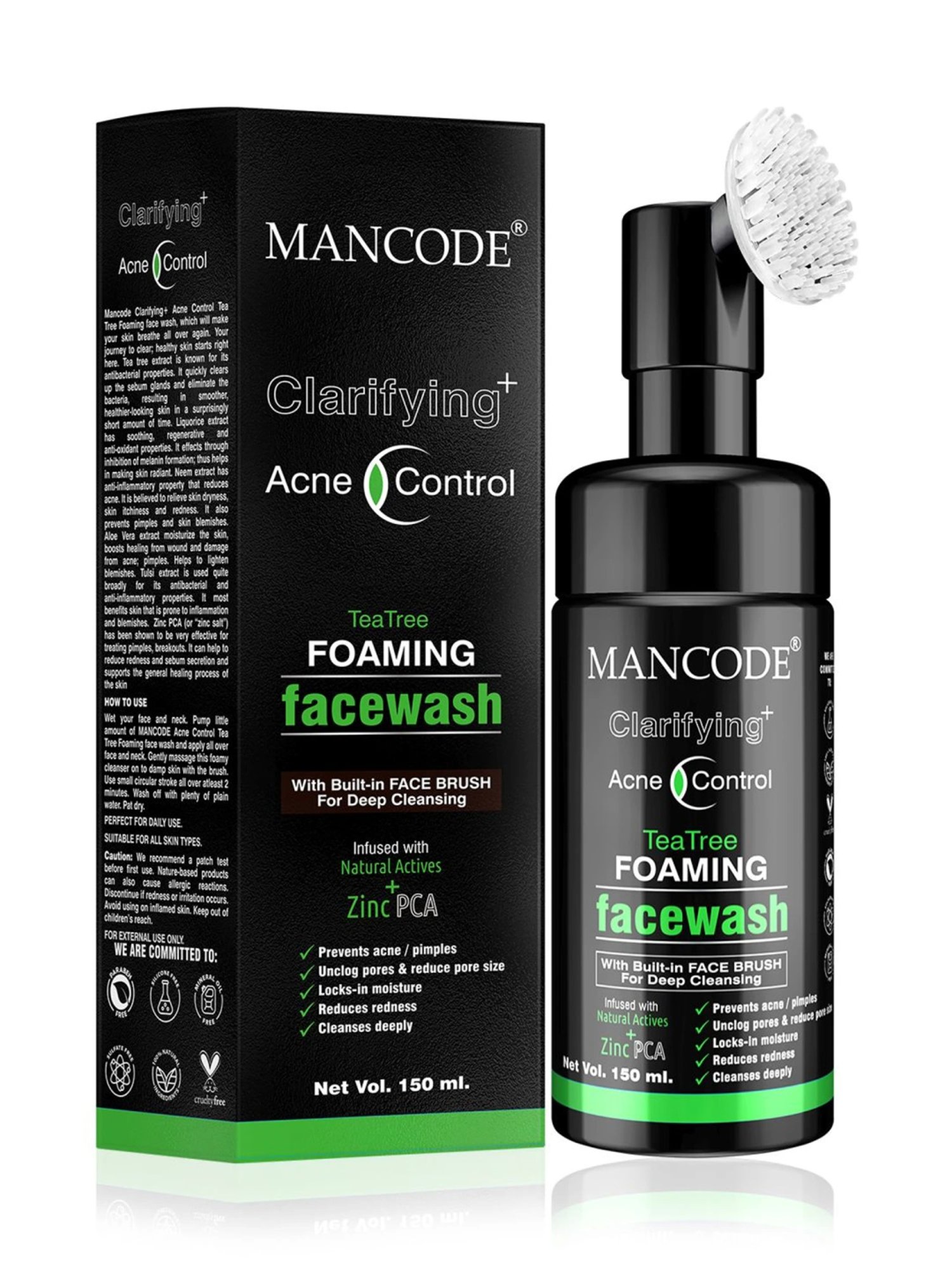 Mancode Clarifying Acne Control Tea Tree Foaming Facewash - 150 ml