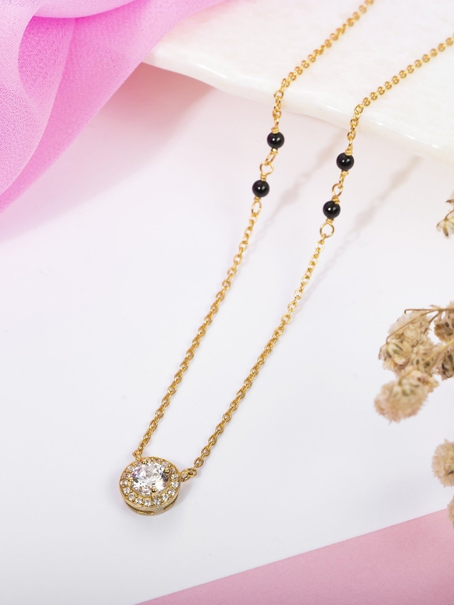 March by FableStreet 92.5 Sterling Silver Floral Mangalsutra for Women