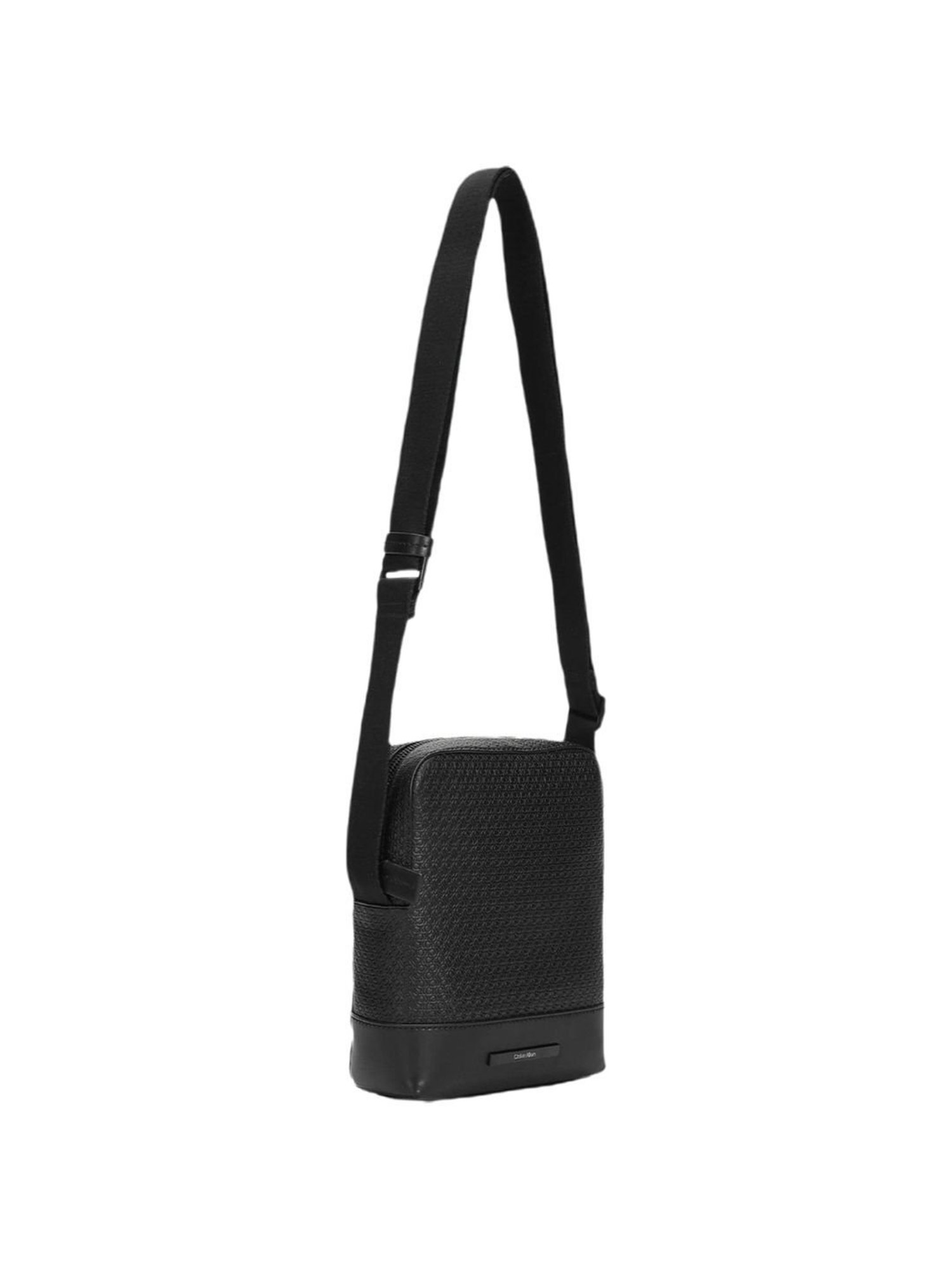 CALVIN KLEIN Black Modern Bar Reporter Logo Medium Cross Body Bag