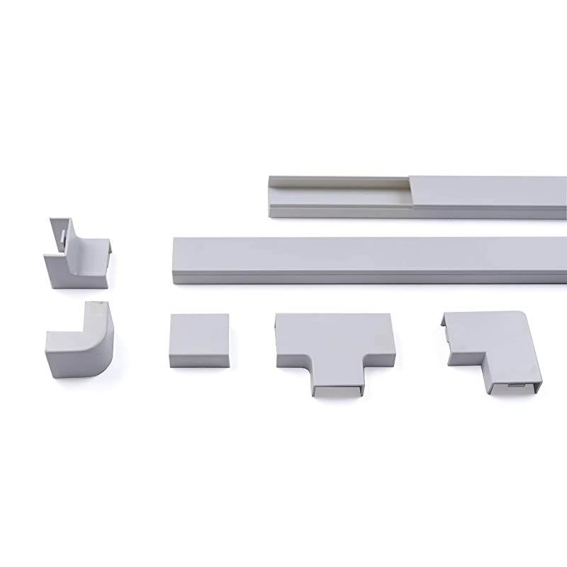 Cord Cover Organizer Extension Cable Concealer Raceway Management Kit Wall Mount TV Power Wires Hiding Protector System Home and Office Paintable White