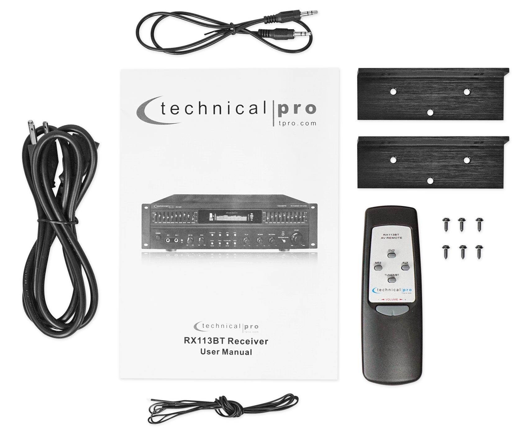 Technical Pro RX113 1500w Home Theater Amplifier Receiver+4) 8" Ceiling Speakers