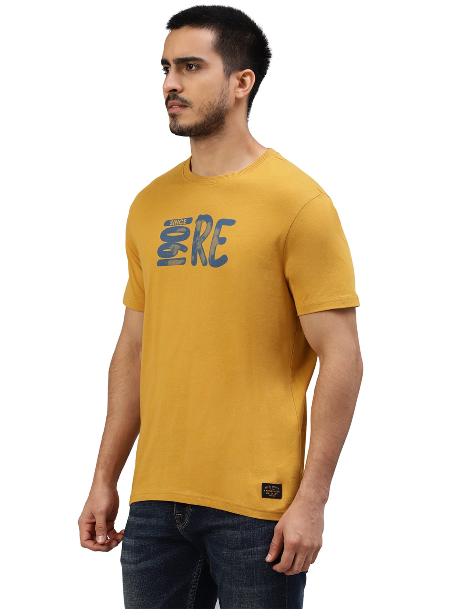 Royal Enfield Everyday Adventure Mustard Regular Fit Printed Crew T-Shirt