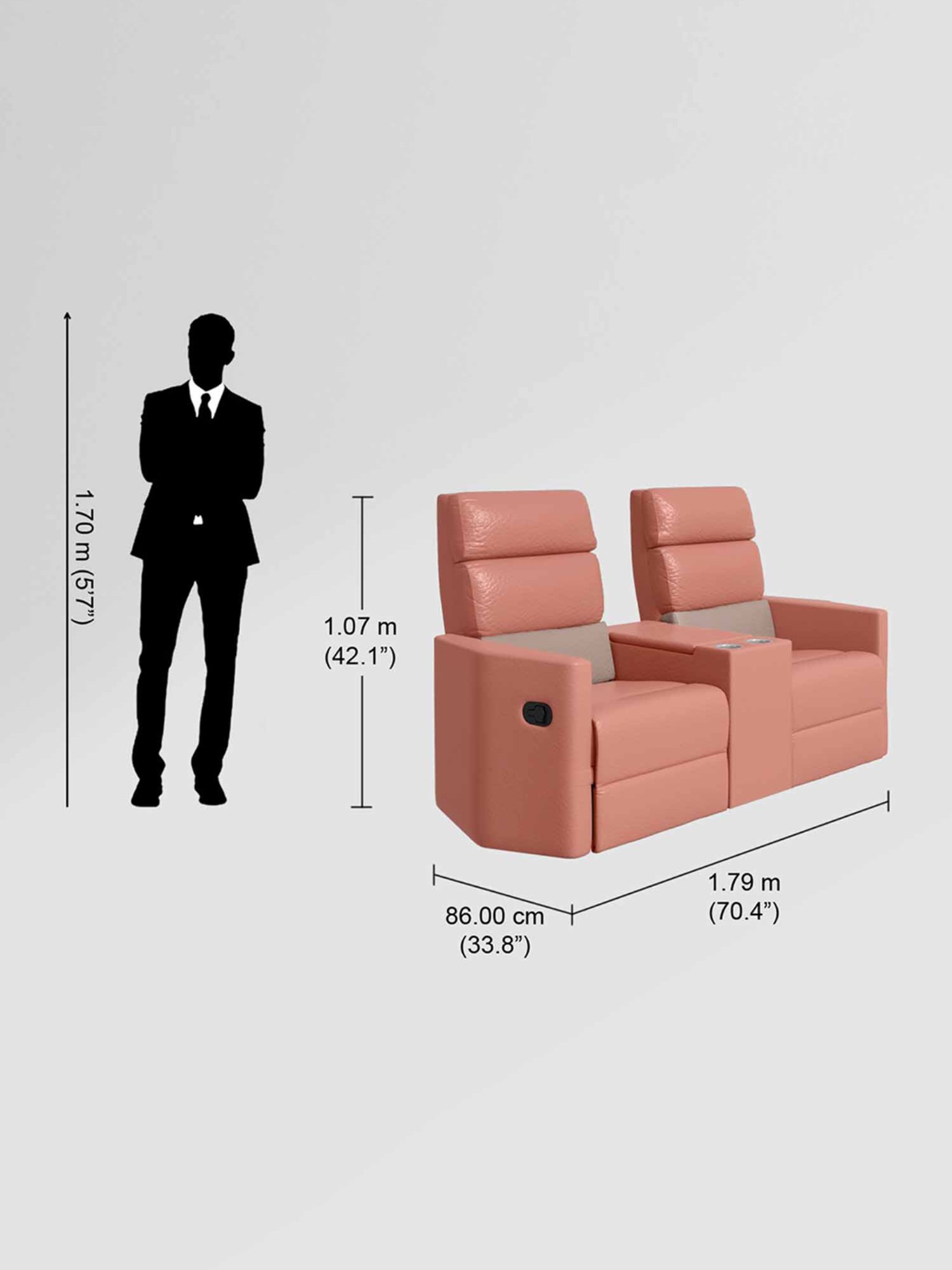 Durian Berry Black Premium Leatherette 2 Seater Sofa