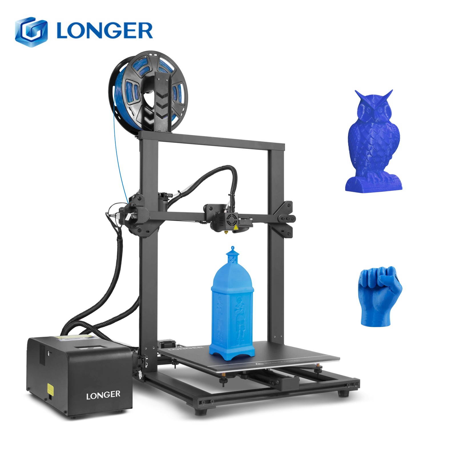 LONGER LK1 3D Printer 90% Pre-Assembled with 2.8 Inch Color TouchScreen 300x300x400mm Large Print Size Full Metal Body Filament Detector Resume Printing Tempered Glass Plate Safer Printing