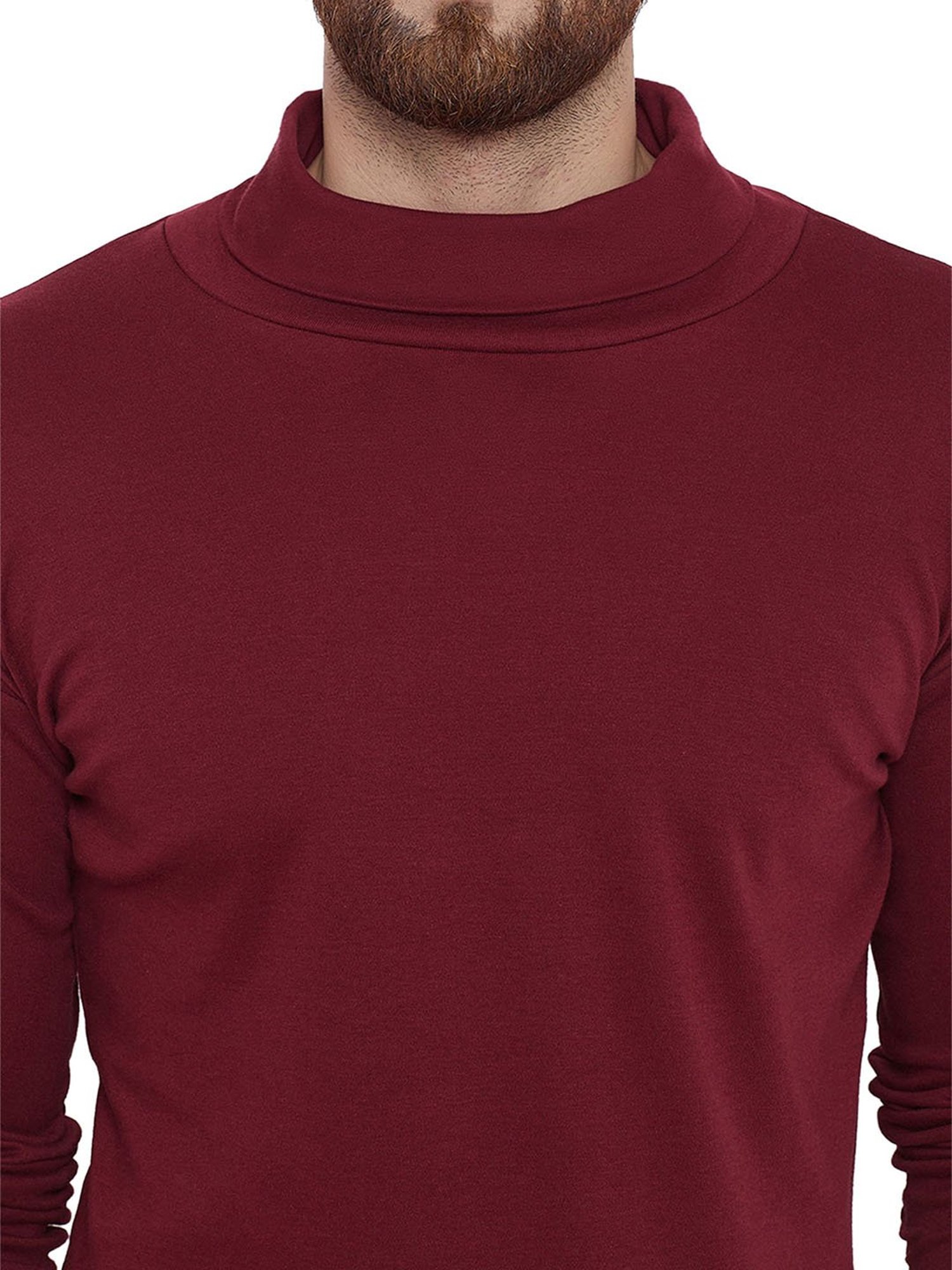 Hypernation Maroon High Neck T-Shirt