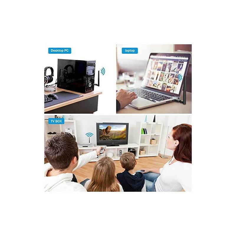 USB WiFi Adapter for PC 600Mbps,Wireless Network Adapter Dual Band 2.4GHz/5.8GHz WiFi Card 802.11ac WiFi Dongle for Desktop Laptop Support Windows 10/8.1/8 /7 /XP/Vista/Mac OS (NO CD Needed)