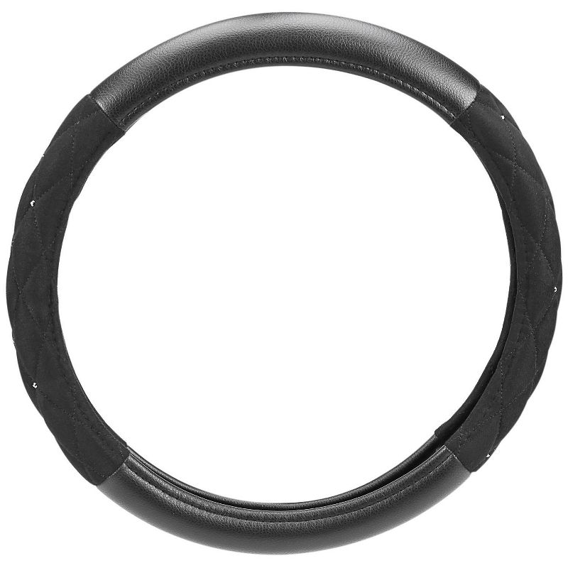 LUNNA 1pc Jet Black Steering Wheel Cover Embellished with Swarovski Crystals