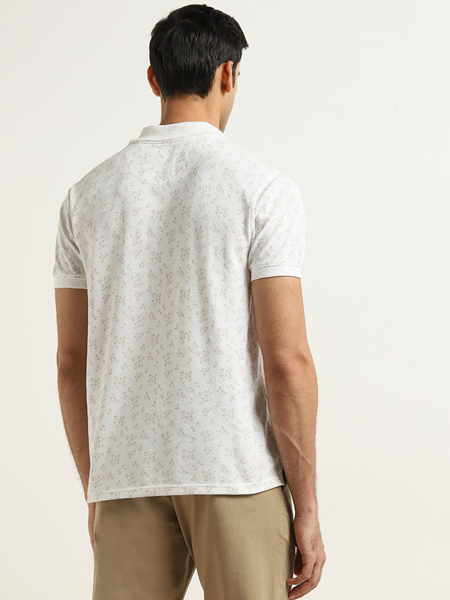 WES Casuals by Westside White Printed Relaxed-Fit Polo T-Shirt