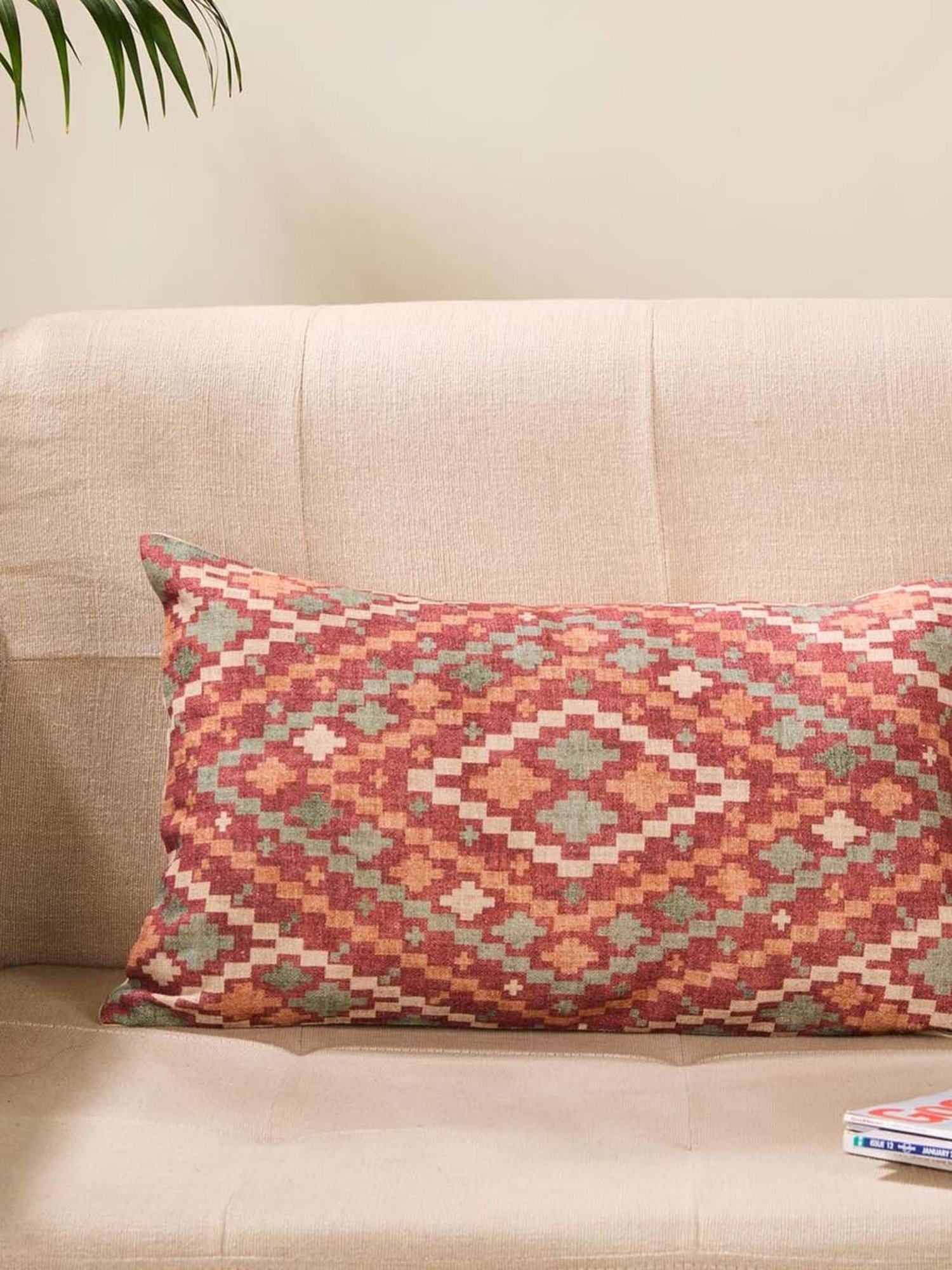 Fabindia Home Multicolor Cotton Printed Fergana Cushion Cover