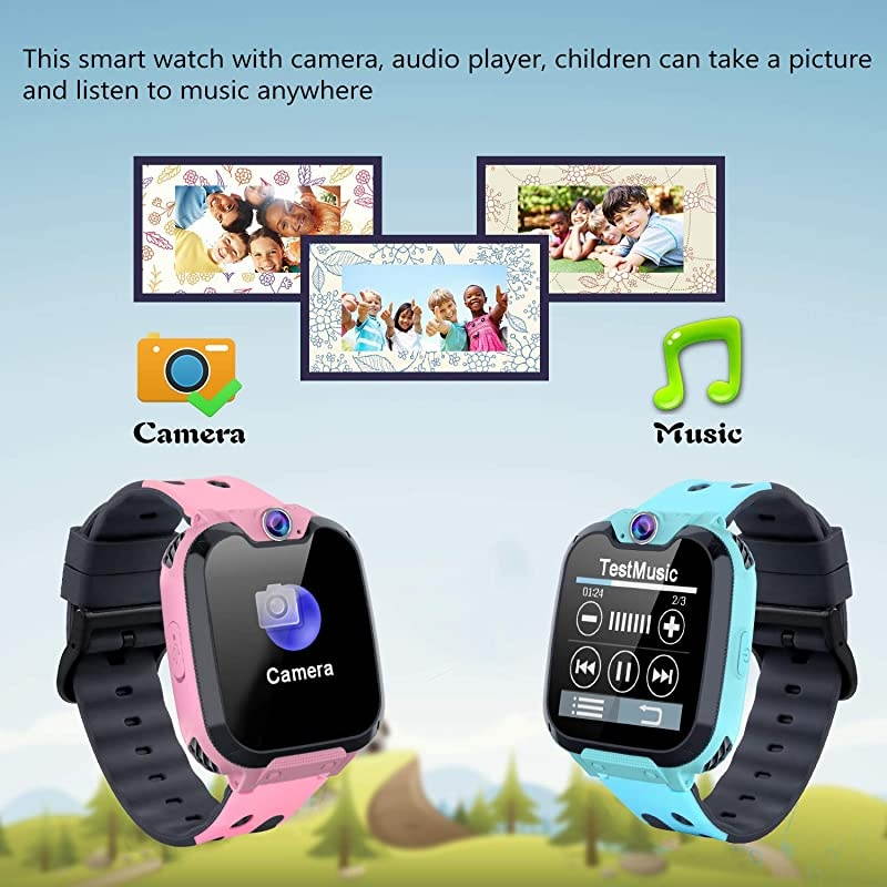 Smart Watch for Boys Girls HD Touch Screen Sports Smartwatch Phone with Call Camera Games Recorder Alarm Music Player for Children Teen Students