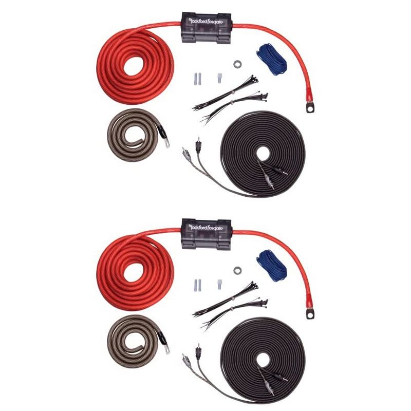 Rockford Fosgate RFK4I 4 AWG Complete Amplifier Power & Signal Installation Kit with Power Wires, Fused Distribution, & RCA Cables (2-Pack)