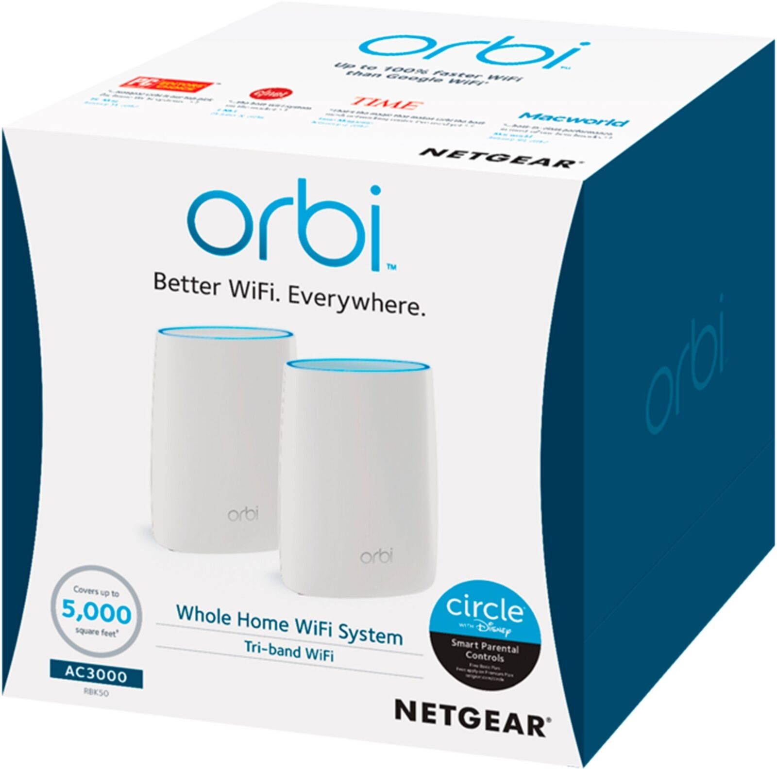 NETGEAR - Orbi AC3000 Tri-Band Mesh Wi-Fi System (2-pack) - White