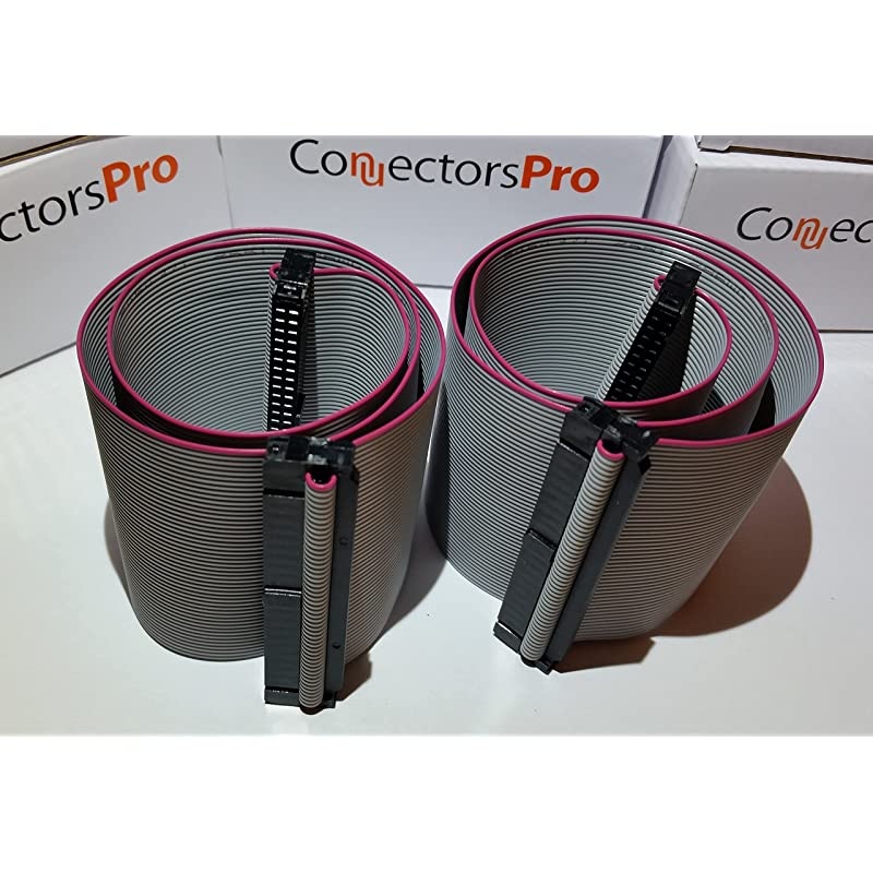 PC Accessories  2Pack 18 Inches 2 Female Connectors IDC 2x25 50P SCSI Internal Flat Ribbon Cable