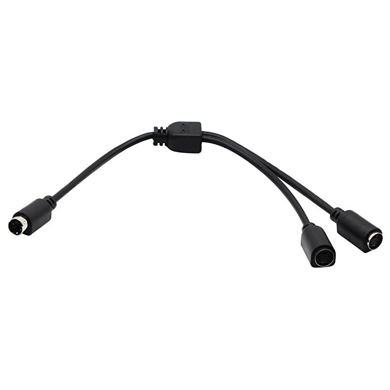 S-Video 4 Pin Mini DIN Y Splitter Connector Cable 4 Pin Mini DIN S-Video Male to 2 Female Y Splitter Extension Adapter Cable for SVHS/S-Video Cable(28CM/11Inch)