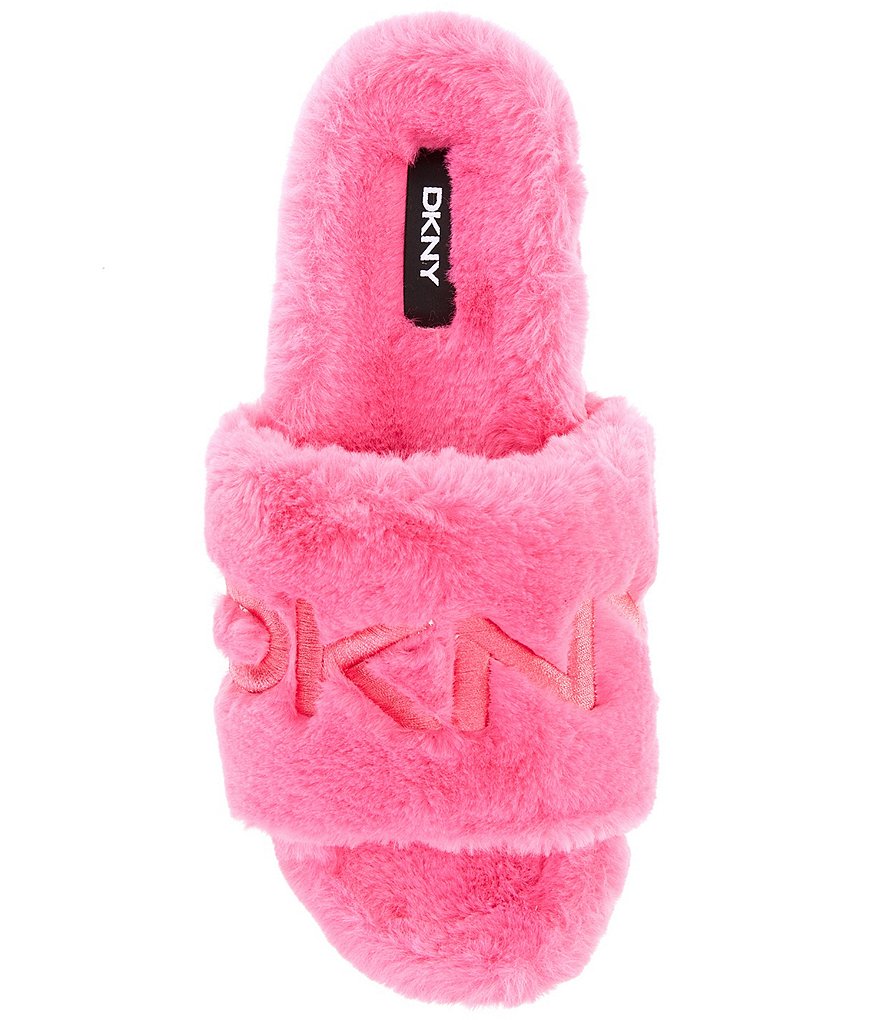 DKNY Palz Signature Logo Faux Fur Platform Slides