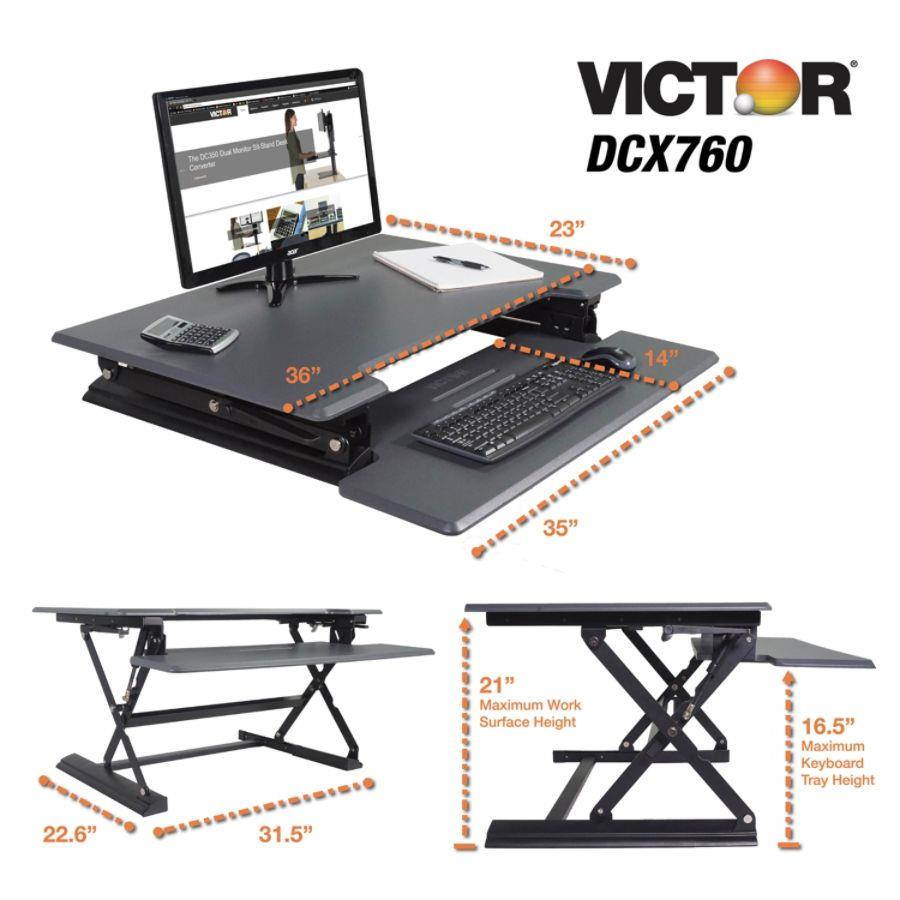 VICTOR TECH DCX760G Standing Desk, 36, Gray