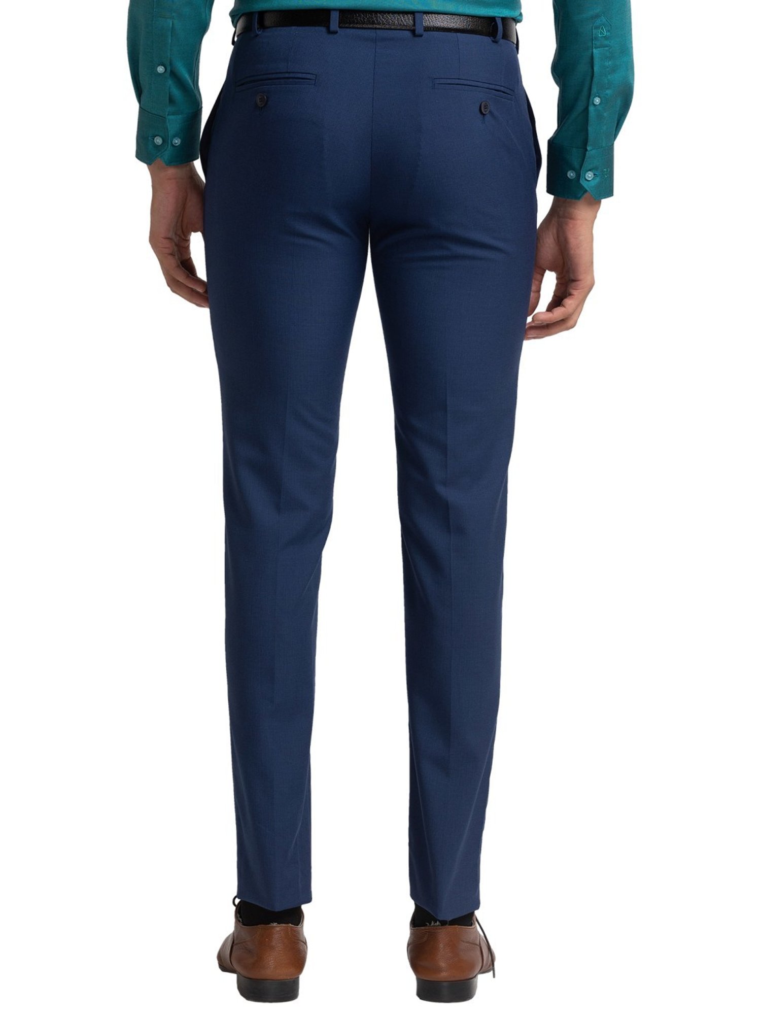 Raymond Blue Regular Fit Texture Trousers