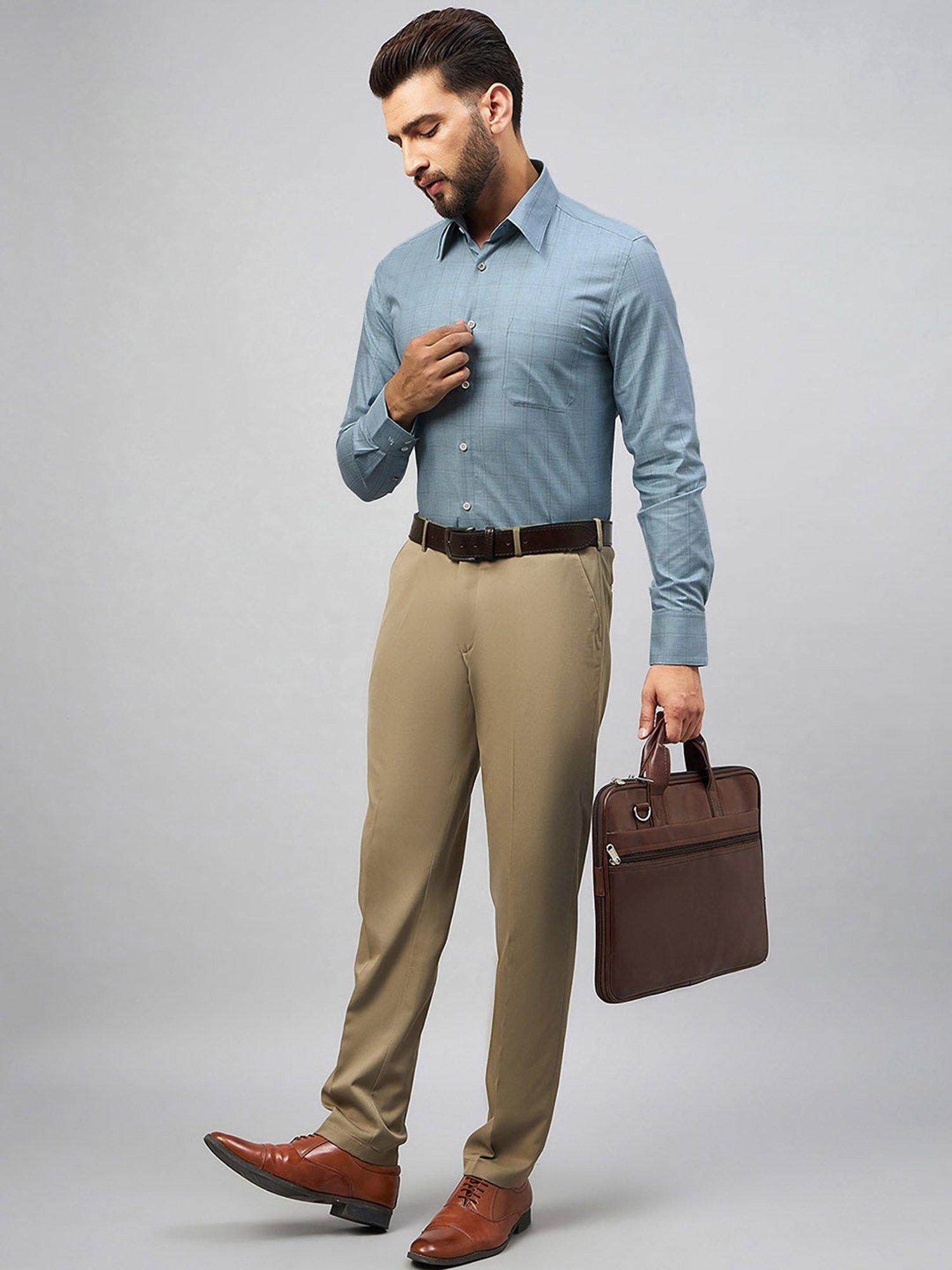 Louis Stitch Green Cotton Regular Fit Checks Shirt