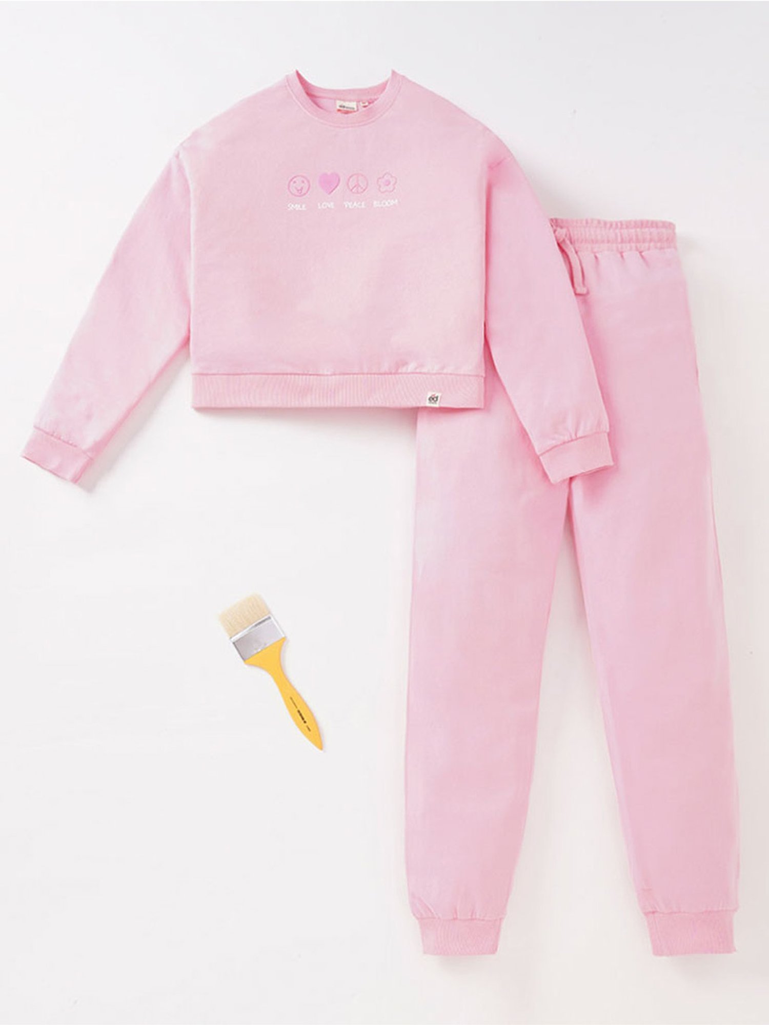 Edheads Kids Pink Cotton Printed Full Sleeves Sweatshirt Set