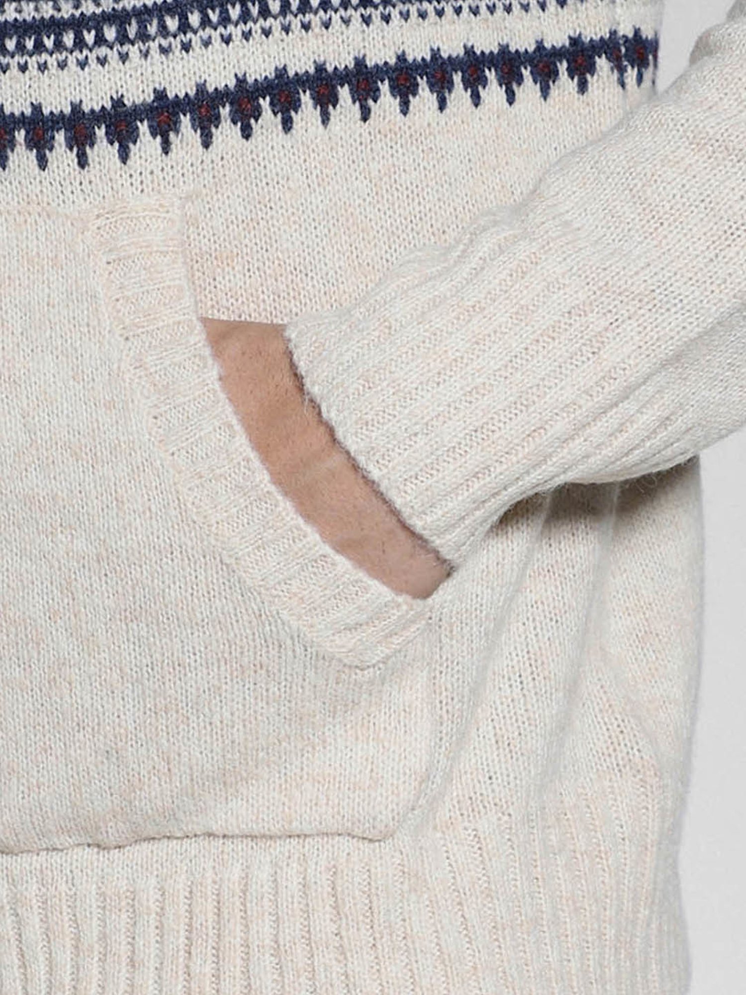 American Eagle Beige Regular Fit Self Pattern Sweater