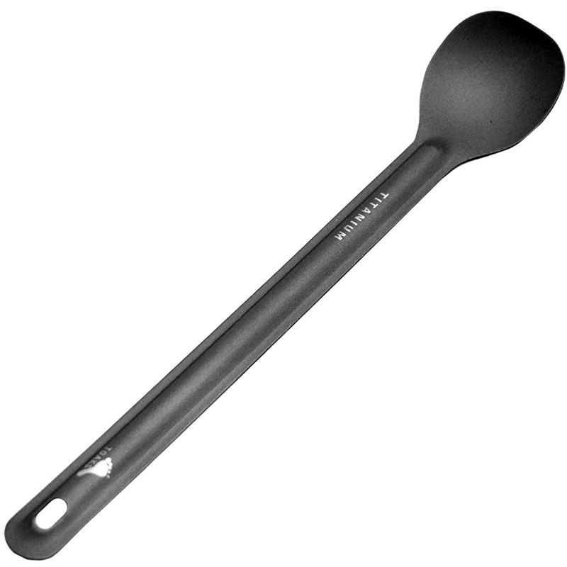 TOAKS Ultralight Matte Finish Flat Head Titanium Long Handle Spoon