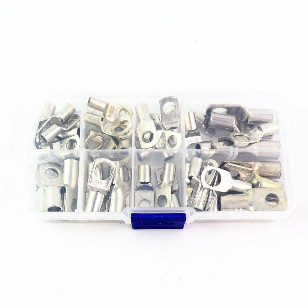 60Pc Electrical Wire Copper Lug Cable Connector Terminal SC16-8 SC25-8 Kit