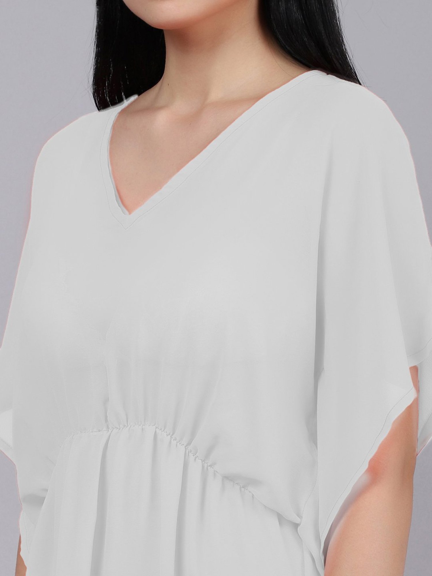 Erotissch Off-White Plain Beachwear Kaftan