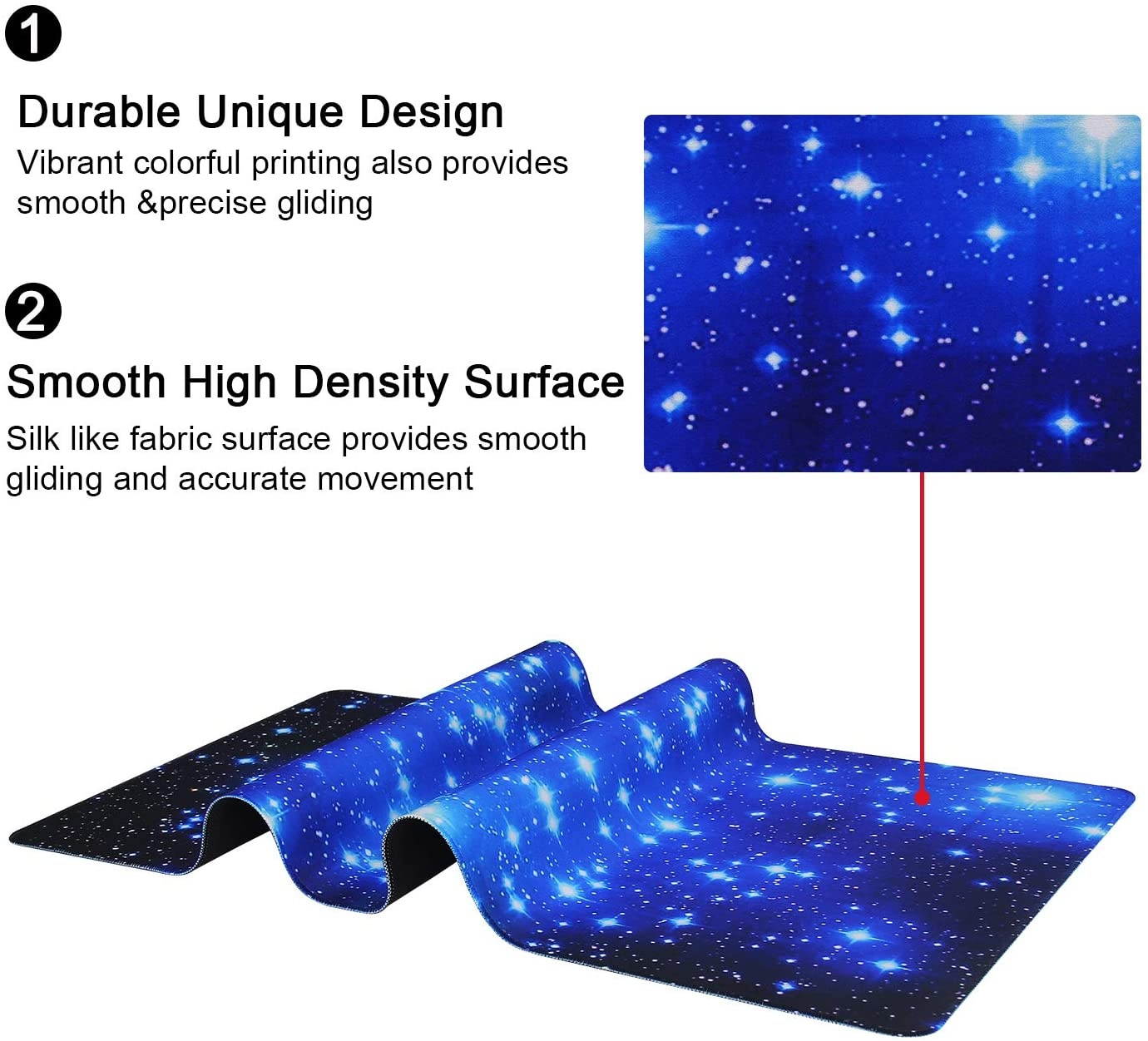 Meffort Inc Extra Large Extended Gaming Desk Mat Non-Slip Rubber Pads Stitched Edges Mouse Pad 35.4 x 15.7 inch - Galaxy Stars
