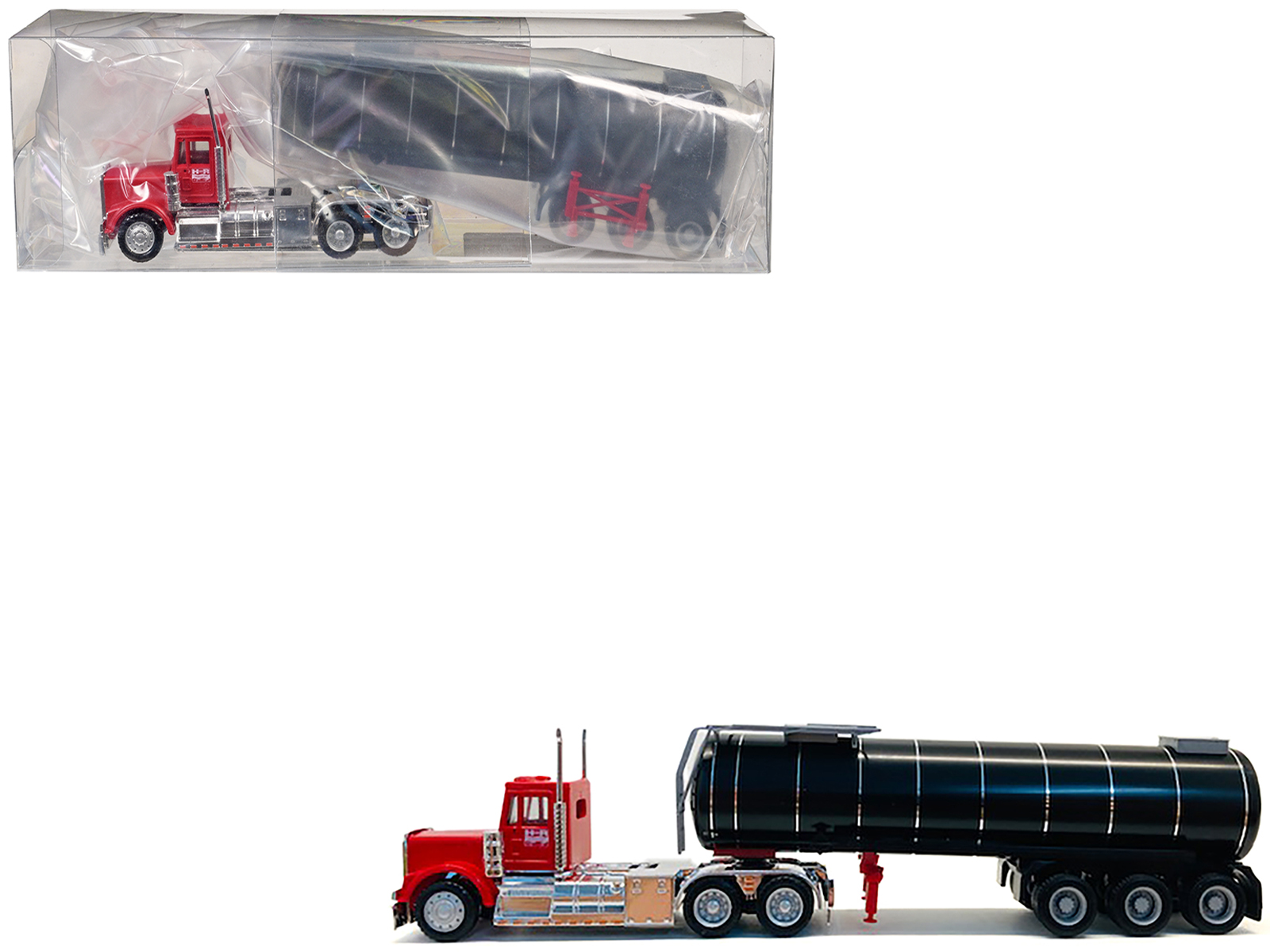 Kenworth W-900 Red with Asphalt Tanker Trailer 1/87 (HO) Plastic Model Car by Promotex