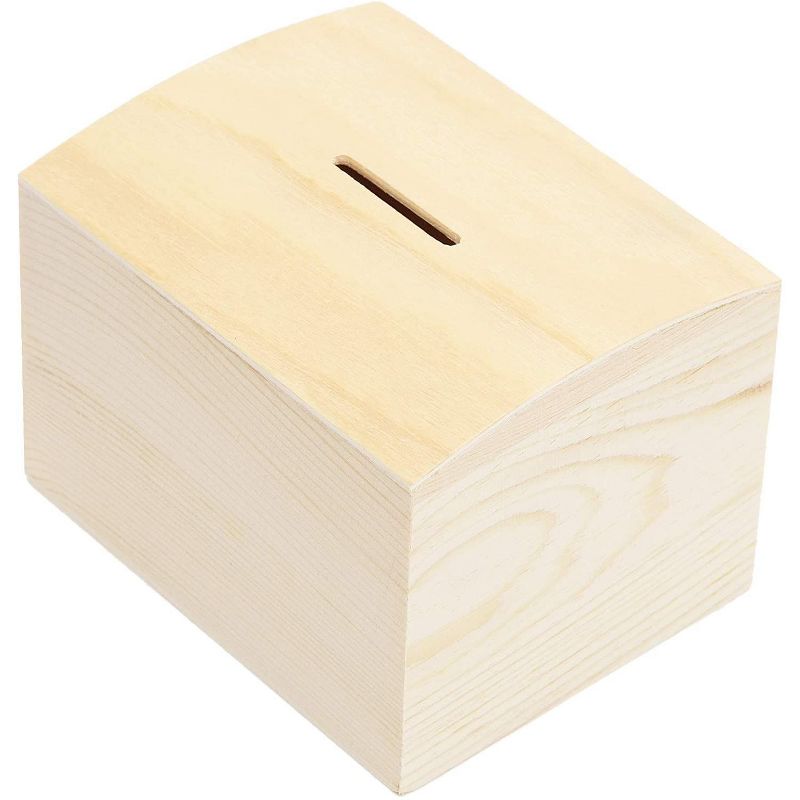 Unfinished Wooden Piggy Bank Boxes with Bottom Cap, 2 Pack Wood Coin Boxes for Coins, Changes and DIY Projects