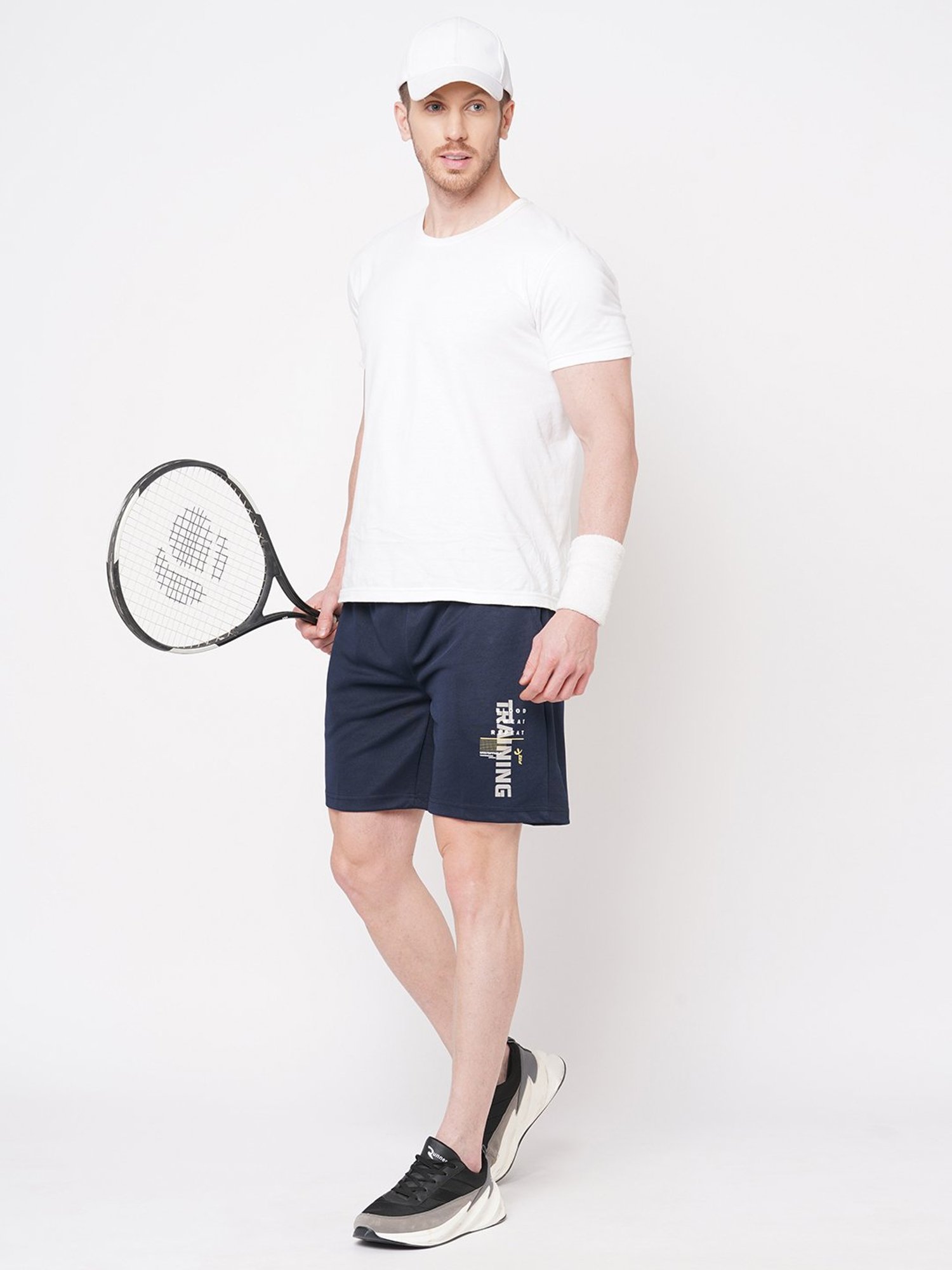 Fitz Navy Regular Fit Printed Sports Shorts