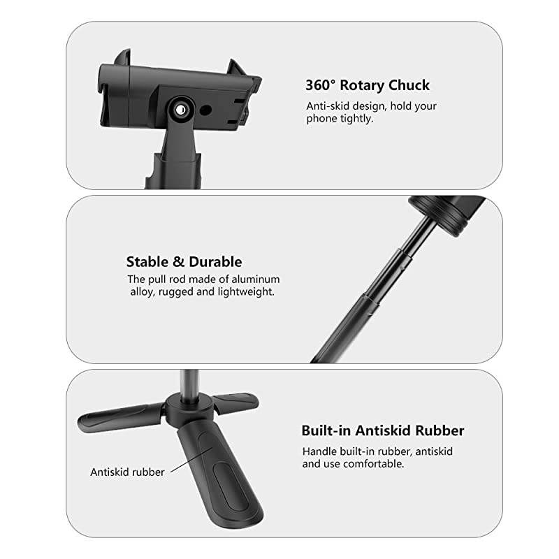 Phone Tripod  Mini Portable Camera Stand Holder Extendable Tabletop Desk Tripod Compatible with iPhoneCameraSamsungSmartphoneWebcam 360 Rotation Black