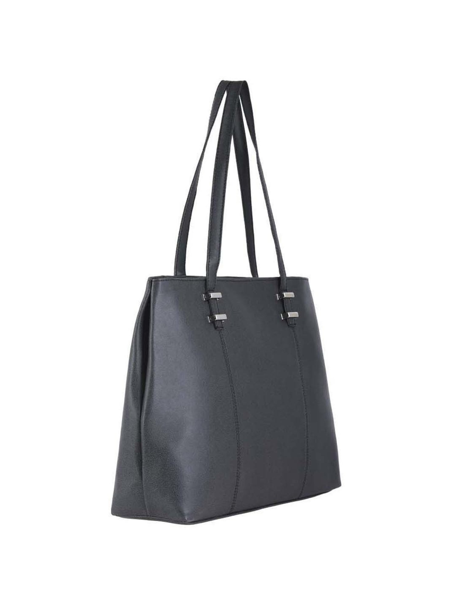 Toteteca Black Solid Medium Tote Handbag