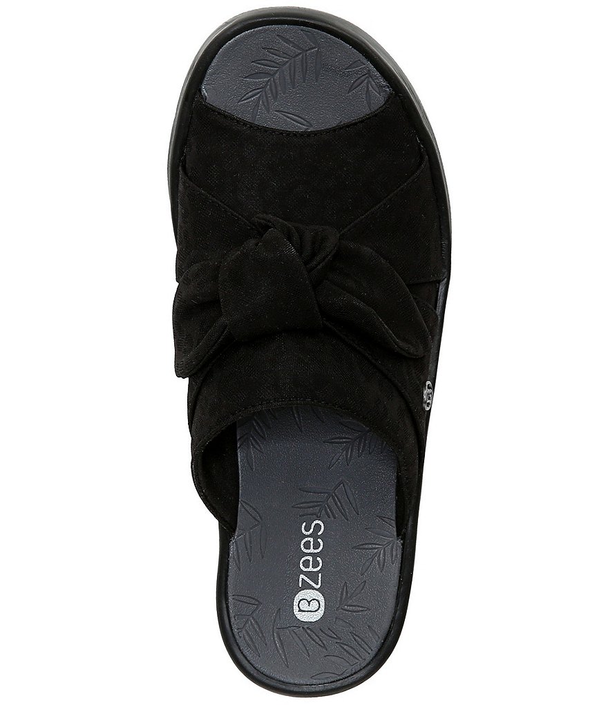 Bzees Smile Knit Bow Detail Washable Wedge Slide Sandals