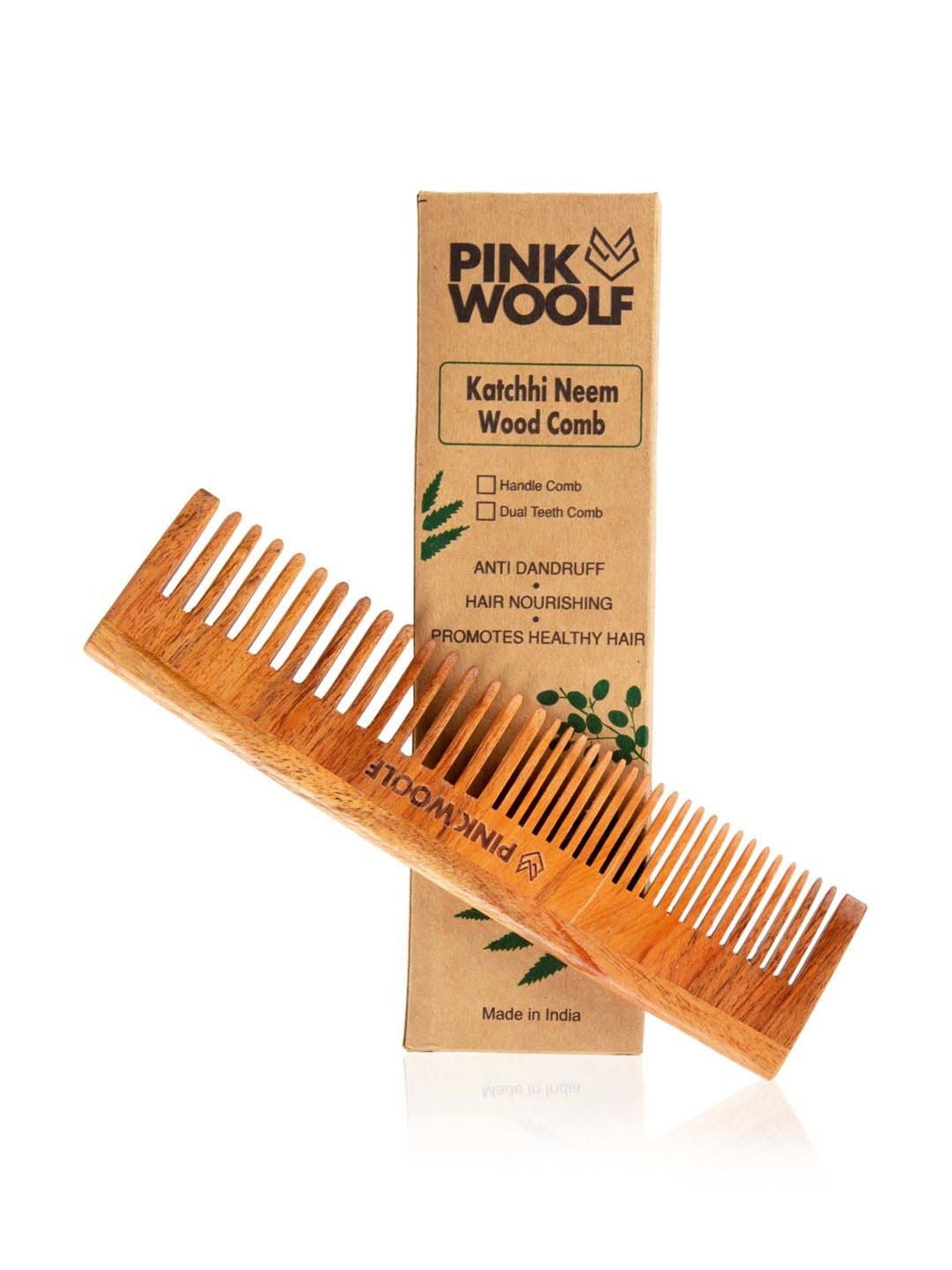 Pink Woolf Handmade Neem Wood Comb Women & Men Long