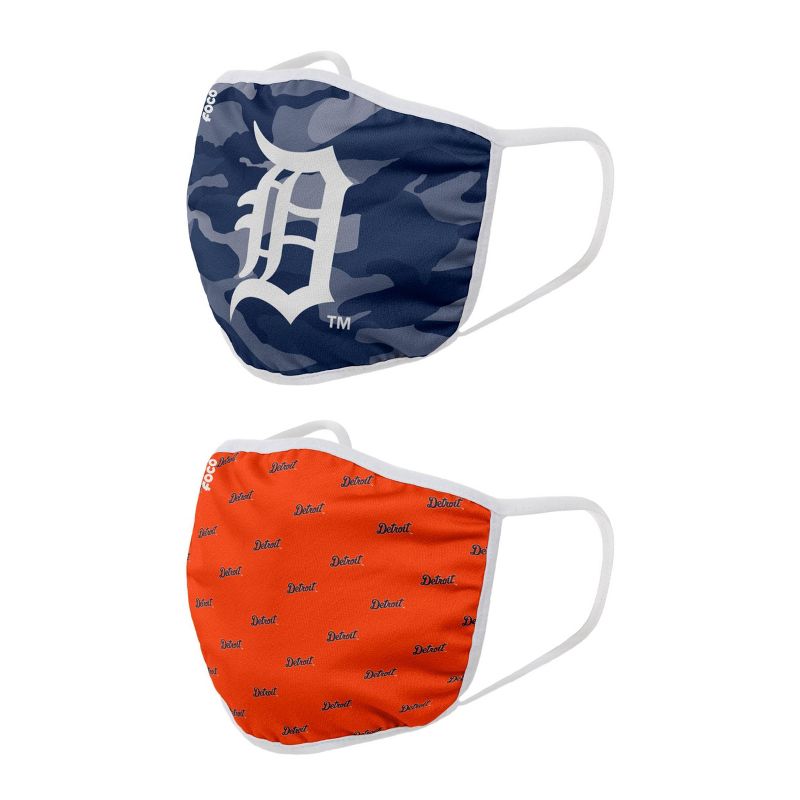 MLB Detroit Tigers Clutch Printed Face Cover Set - 2pk