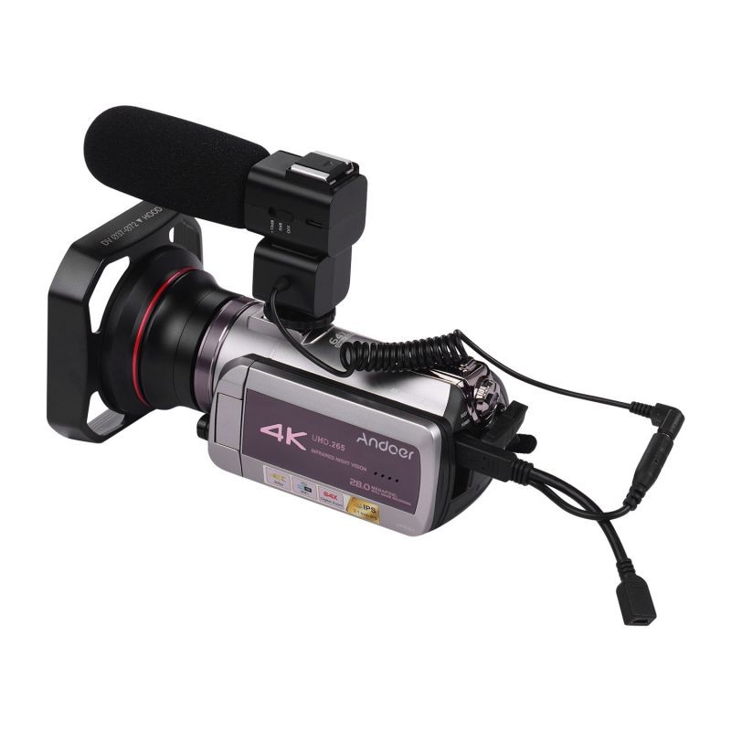 Andoer HDV-AZ50 Portable Real 4K 30FPS WiFi Digital Video Camera Camcorder 3.1 Inch IPS Touchscreen 64X Digital Zoom IR Night Vision Camcorder with Camera Battery 0.39X Super Wide Angle Lens CM-520
