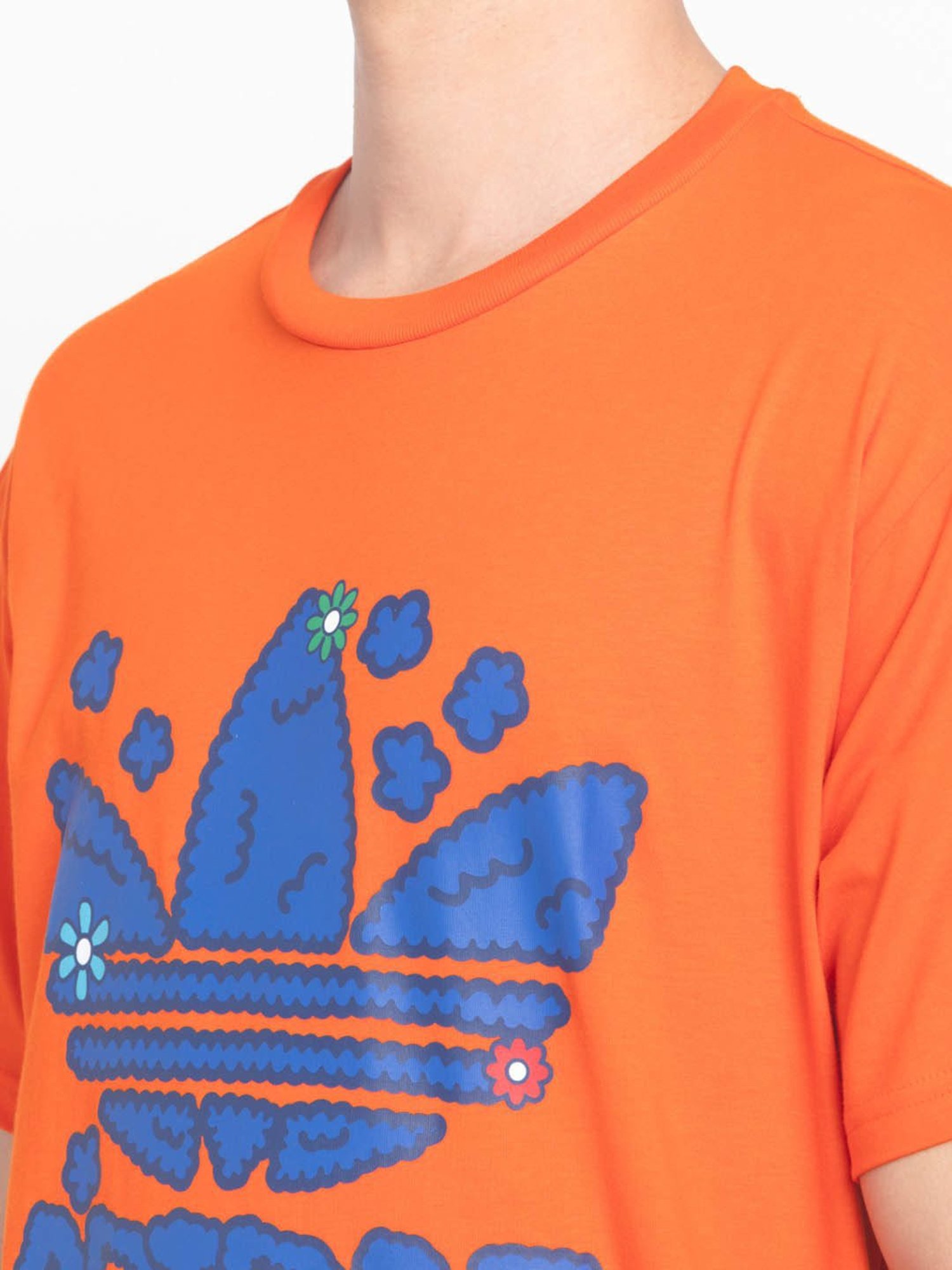 Adidas Originals Orange Cotton Regular Fit Printed T-Shirt