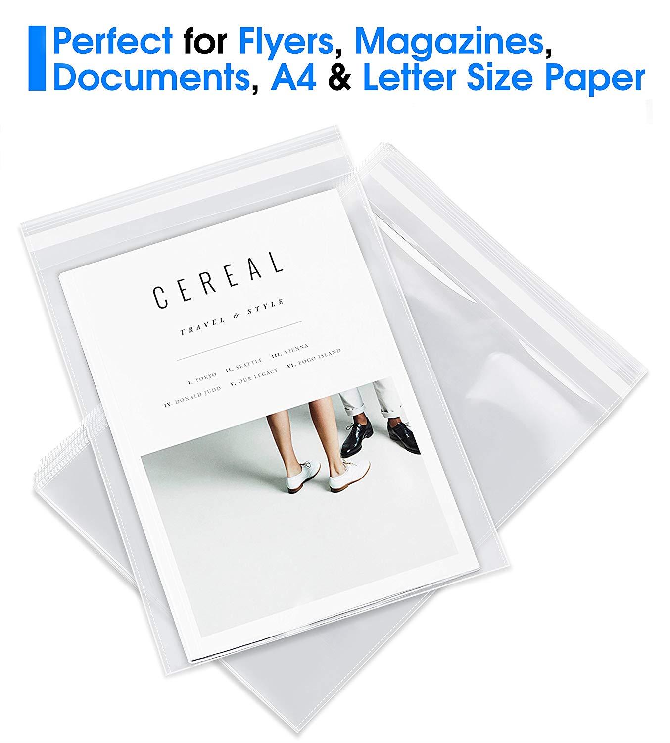 9  X 12  (200) Clear Resealable Cellophane Cello Bags Self Seal - Fits Brochure, Letter Size Documents, Clothing Tshirts - Pack It Chic (More Sizes Available)