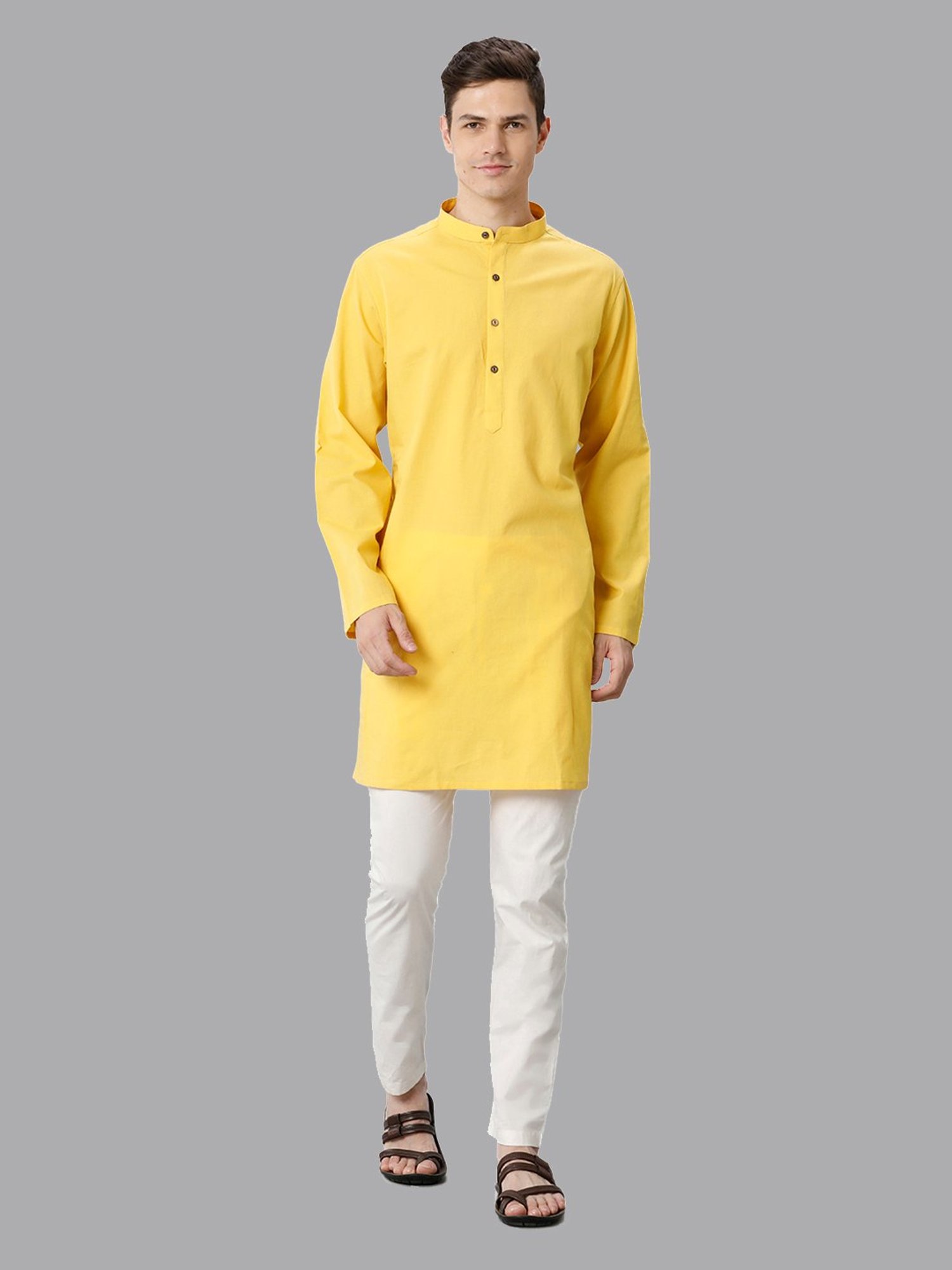 Manthan Fawn & White Regular Fit Kurta