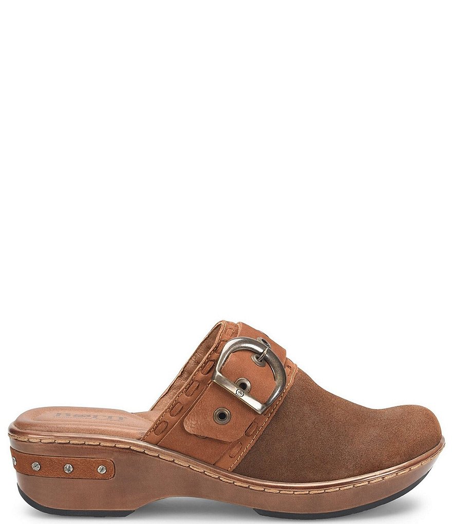 Born Banyan Suede Buckled Strap Suede Leather Clogs