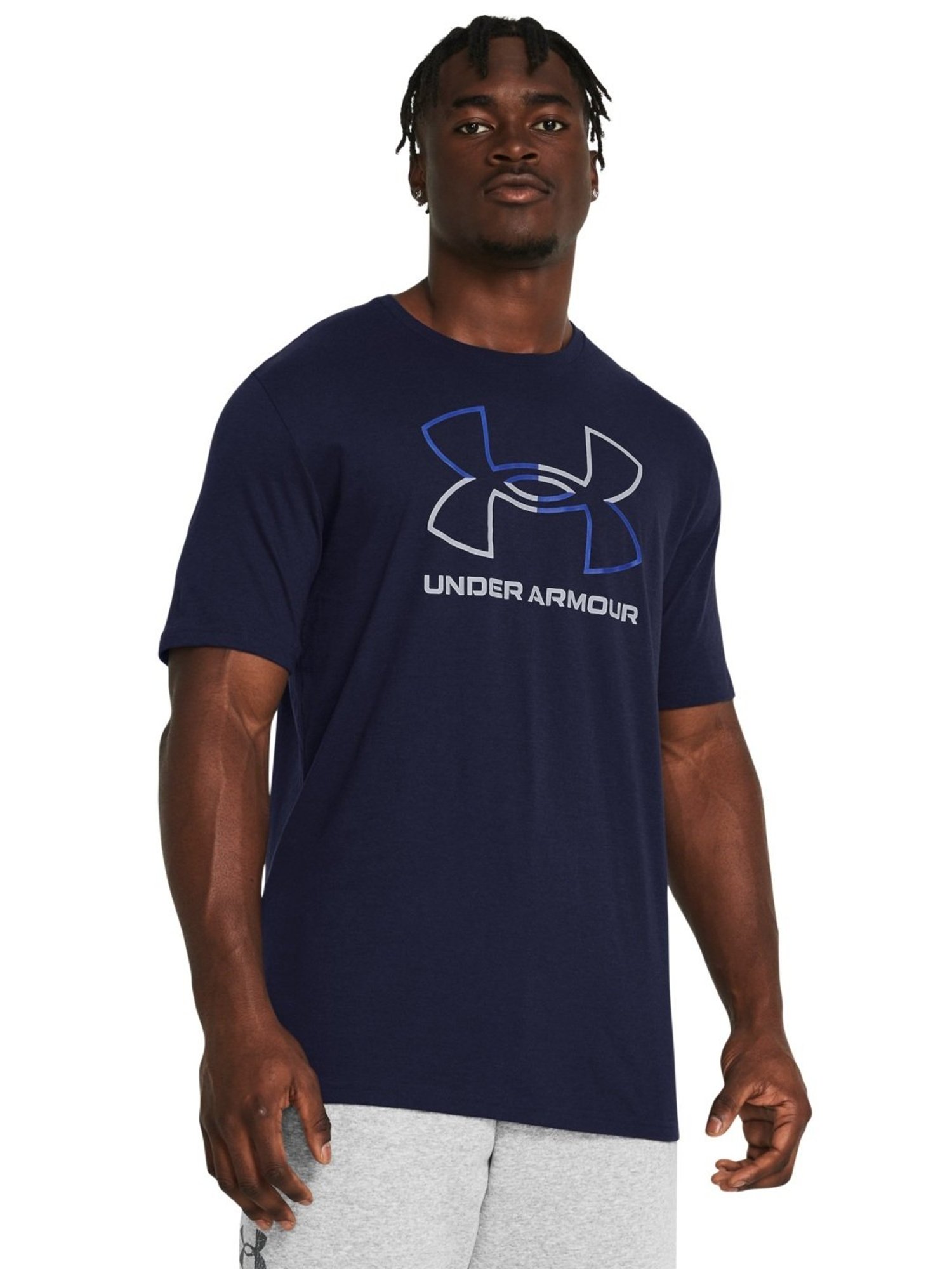 Under Armour Blue Cotton Slim Fit Logo Printed T-Shirt