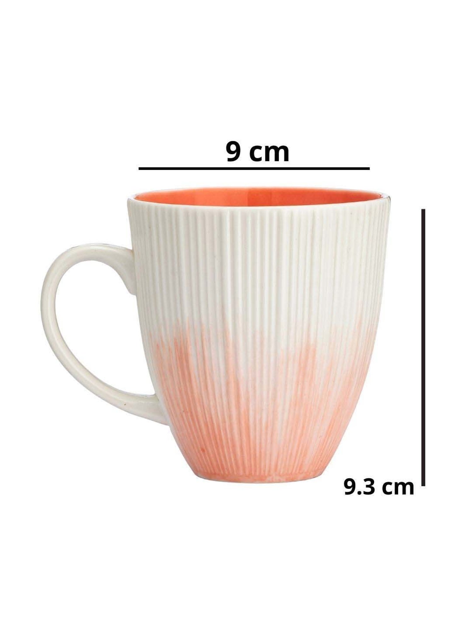 Clay Craft White & Peach Ceramic Milk Mug (0.35 L)